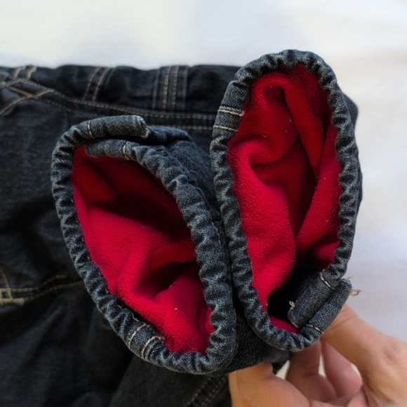 oshkosh b'gosh fleece lined dark wash denim vestbak overalls 18 months baby boy - Picture 6 of 8